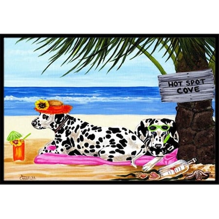 Carolines Treasures Carolines Treasures AMB1342MAT Hot Spot Cove Beach Dalmatian Indoor or Outdoor Mat; 18 x 27 AMB1342MAT